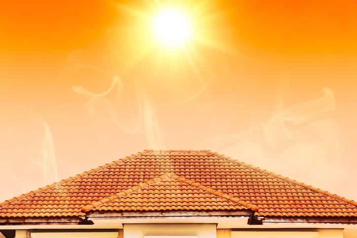 roof with shingles in the hot sun